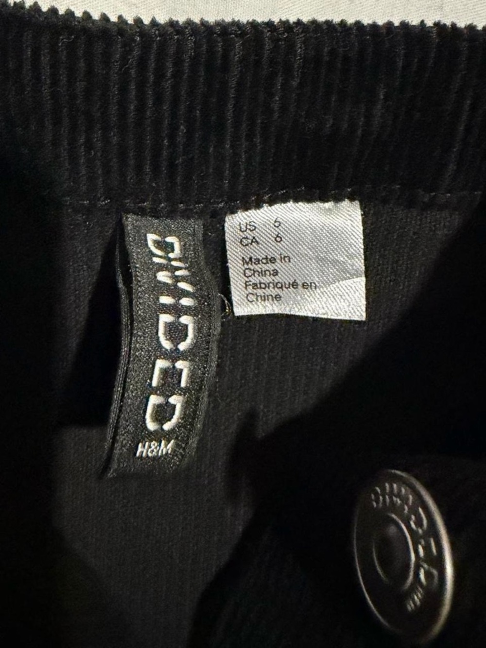 H&M Black Corduroy Button-Front Mini Dress - Picture 4 of 4